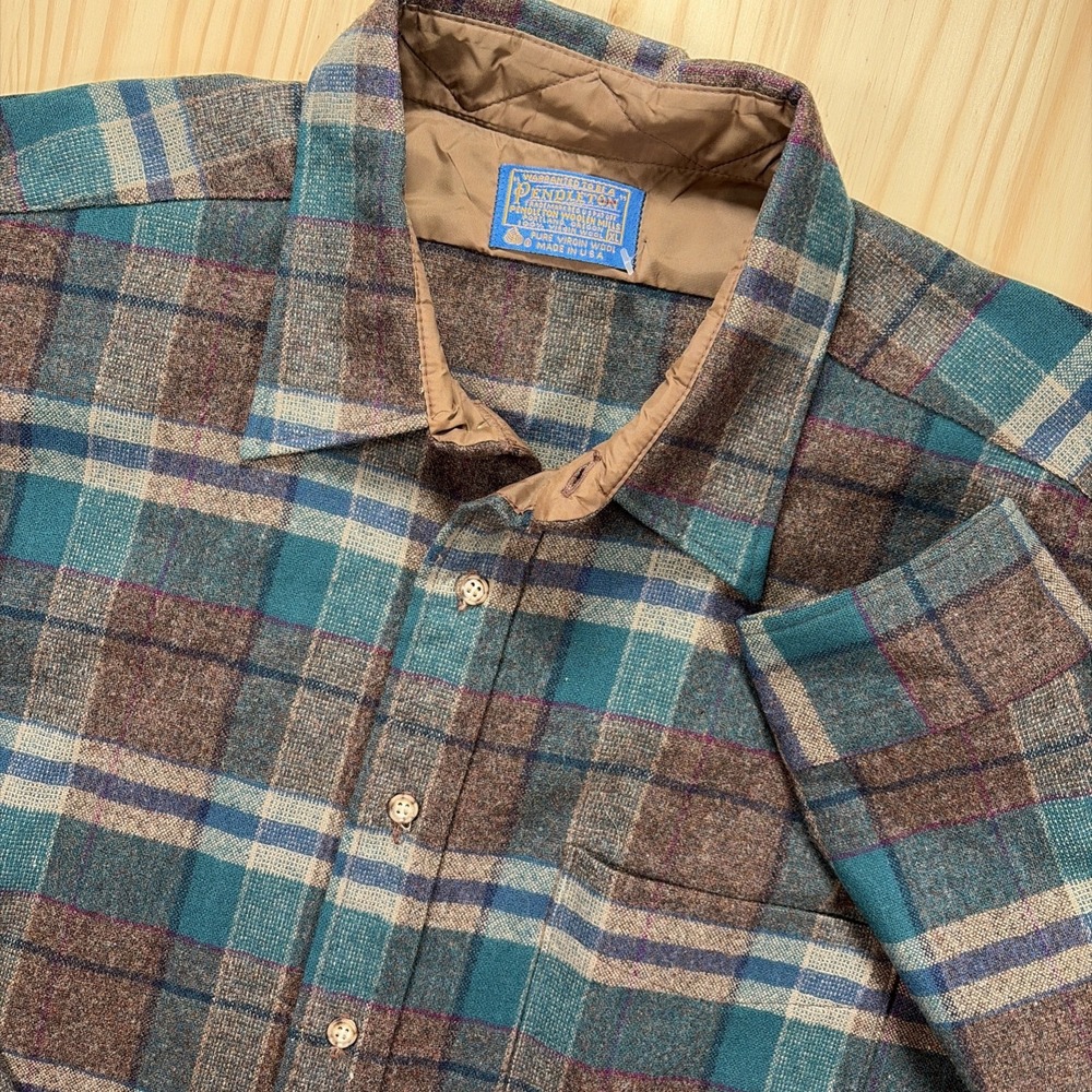 Vintage Pendleton Plaid Shirt 100% Pure Virgin Wool Made In USA Men's Size XL